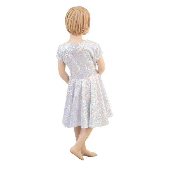 Girls White Kaleidoscope Skater Dress - Coquetry Clothing