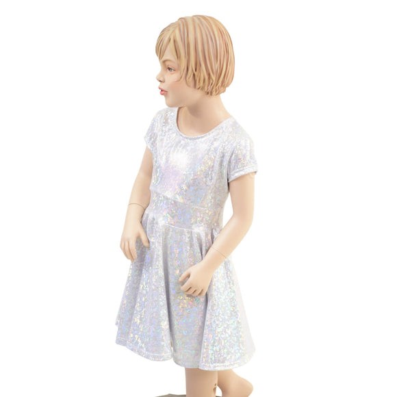 Girls White Kaleidoscope Skater Dress - Coquetry Clothing