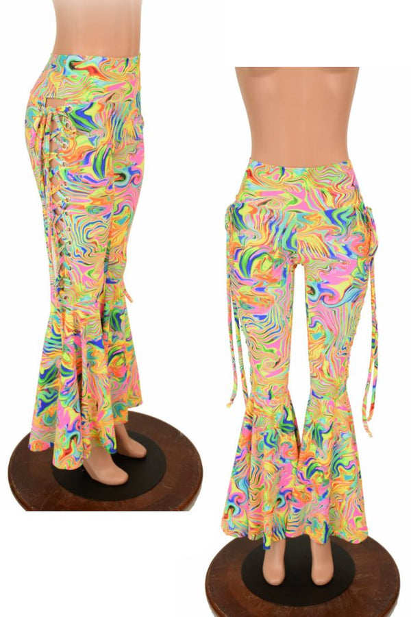 Neon Flux Lace Up Bell Bottom Flares - 1