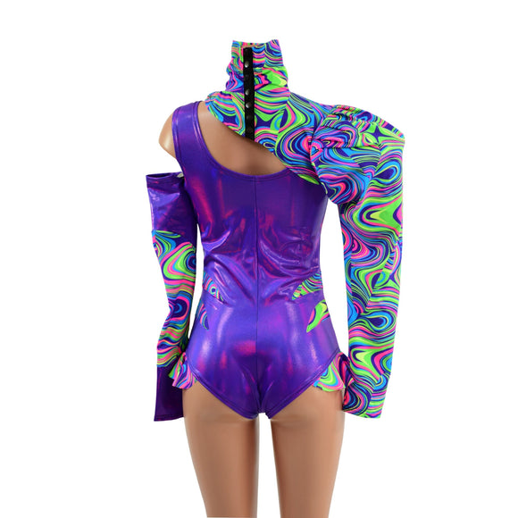 Glow Worm and Grape 3pc Chromatic Romper, Sleeve and Bolero Set - Coquetry Clothing