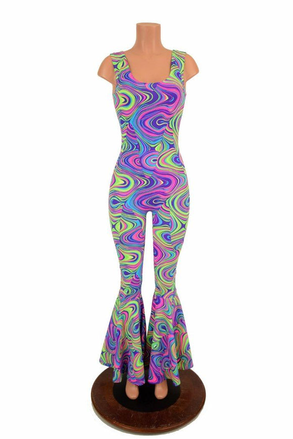 Glow Worm Bell Bottom Flare Catsuit - Coquetry Clothing