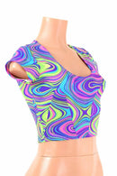 Glow Worm Cap Sleeve Crop Top - Coquetry Clothing