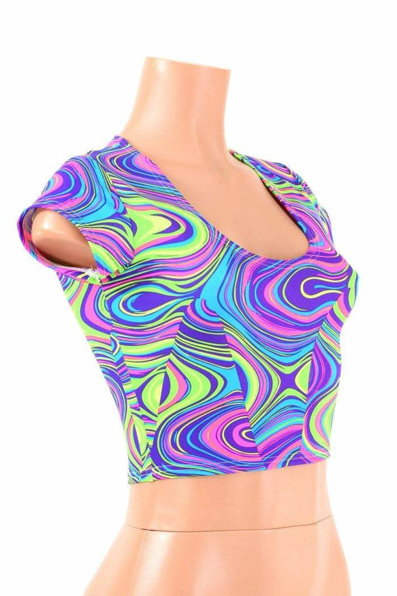 Glow Worm Cap Sleeve Crop Top - Coquetry Clothing