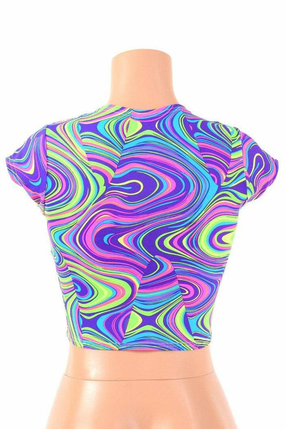 Glow Worm Cap Sleeve Crop Top - Coquetry Clothing