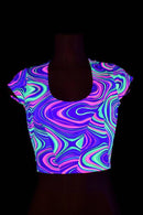 Glow Worm Cap Sleeve Crop Top - Coquetry Clothing