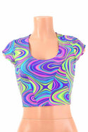 Glow Worm Cap Sleeve Crop Top - 2