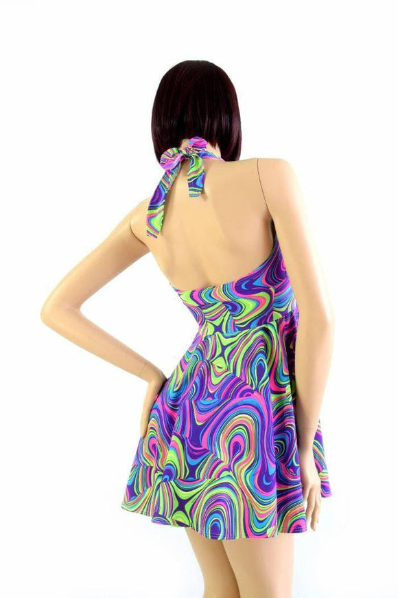 Glow Worm Halter Skater Dress - Coquetry Clothing