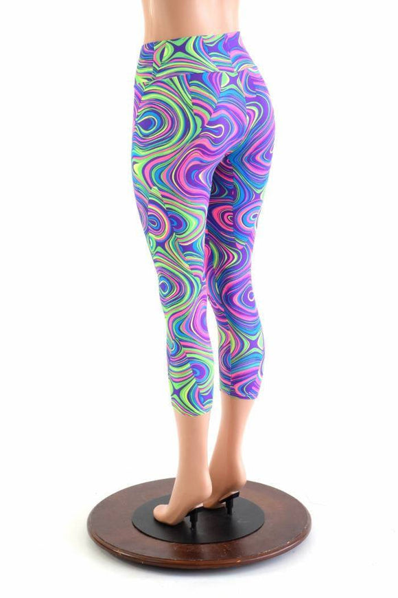 Glow Worm High Waist Capri Leggings - Coquetry Clothing
