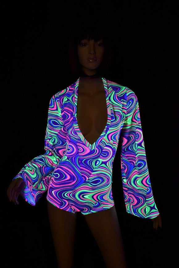 Glow Worm Plunging V Romper - Coquetry Clothing