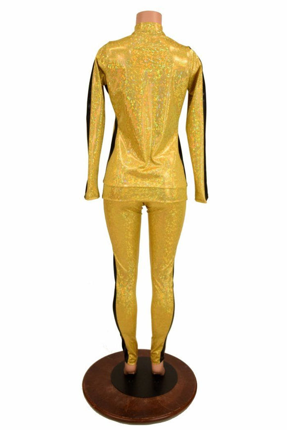 Gold and Black Side Paneled Set (Leggings & Top) - Coquetry Clothing