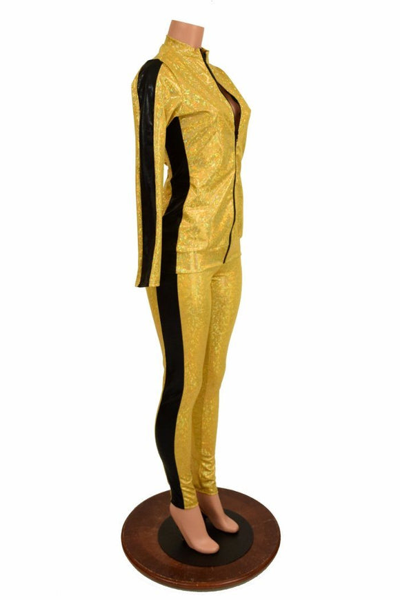 Gold and Black Side Paneled Set (Leggings & Top) - Coquetry Clothing