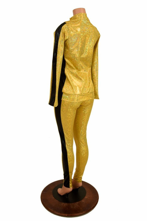 Gold and Black Side Paneled Set (Leggings & Top) - Coquetry Clothing
