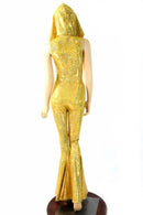 Gold Bell Bottom Flare Catsuit - Coquetry Clothing