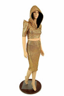 Gold Dragon Spiked Crop & Skirt Set - Coquetry Clothing