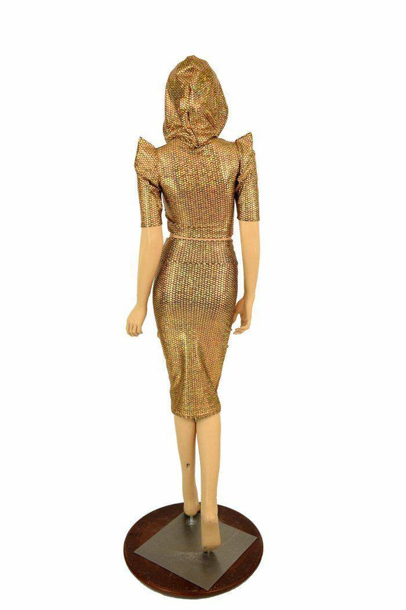 Gold Dragon Spiked Crop & Skirt Set - Coquetry Clothing