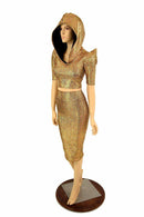 Gold Dragon Spiked Crop & Skirt Set - Coquetry Clothing