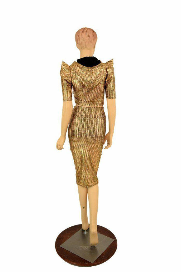 Gold Dragon Spiked Crop & Skirt Set - Coquetry Clothing
