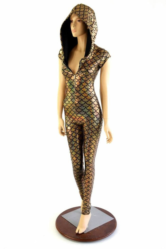 Gold Dragon Zipper Front Catsuit - Coquetry Clothing