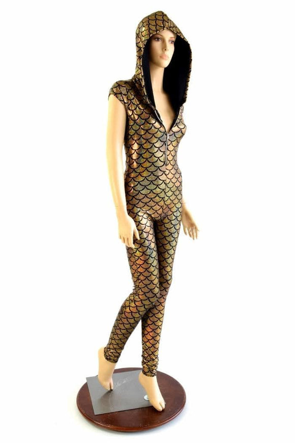 Gold Dragon Zipper Front Catsuit - Coquetry Clothing