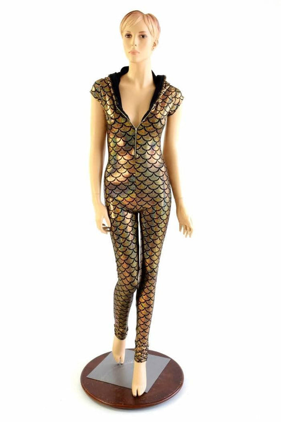 Gold Dragon Zipper Front Catsuit - Coquetry Clothing