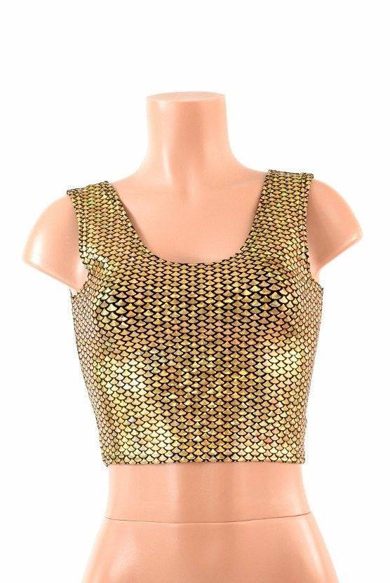 Gold Fish Scale Crop Tank - Coquetry Clothing