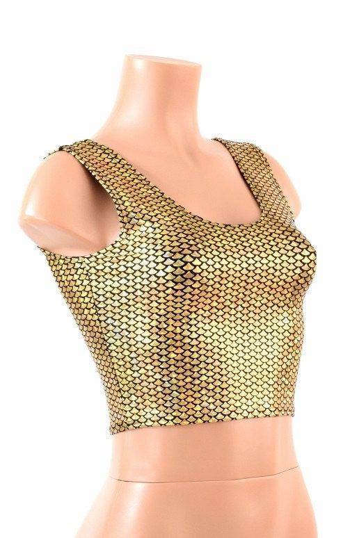 Gold Fish Scale Crop Tank - Coquetry Clothing