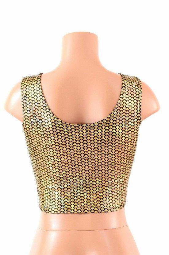 Gold Fish Scale Crop Tank - Coquetry Clothing