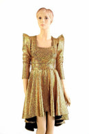 Gold Fish Scale Hi Lo Skater Dress - Coquetry Clothing