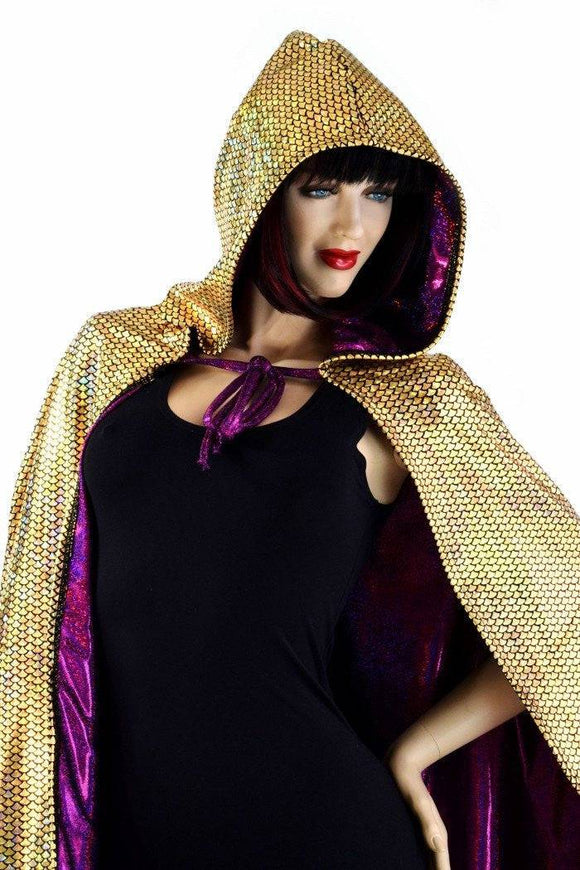 Gold & Fuchsia Reversible Hooded Cape - Coquetry Clothing