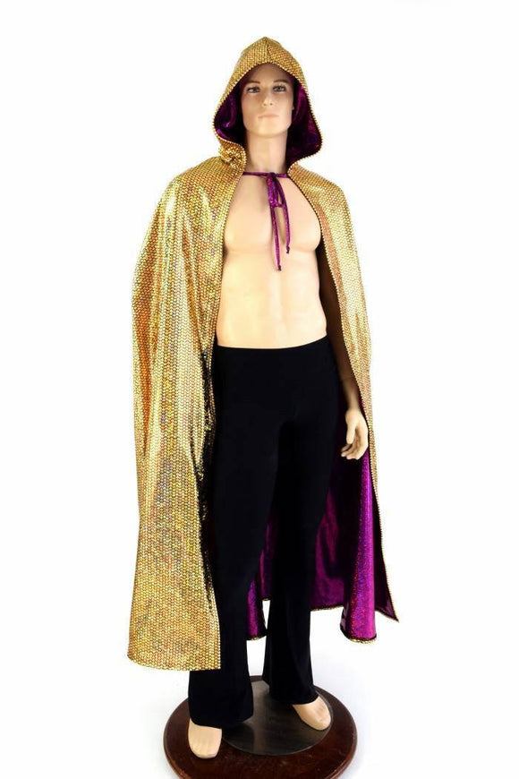 Gold & Fuchsia Reversible Hooded Cape - Coquetry Clothing