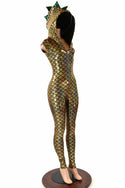 Gold & Green Zipper Front Catsuit - 3