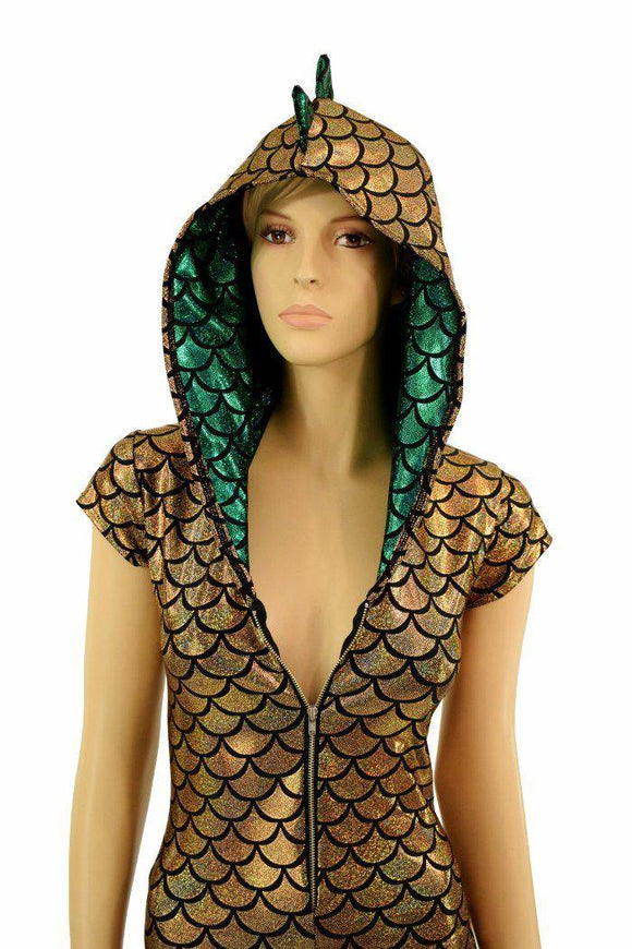 Gold & Green Zipper Front Catsuit - Coquetry Clothing