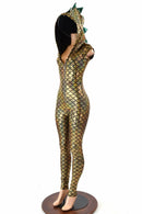 Gold & Green Zipper Front Catsuit - Coquetry Clothing