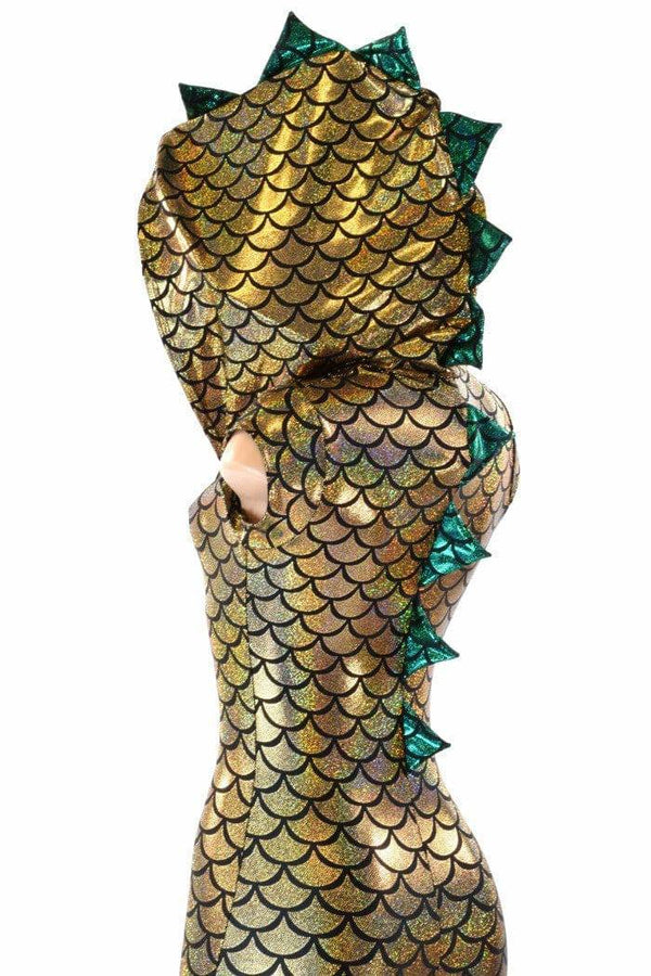 Gold & Green Zipper Front Catsuit - 5