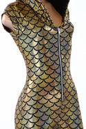 Gold & Green Zipper Front Catsuit - 2