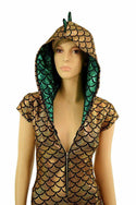 Gold & Green Zipper Front Catsuit - 7