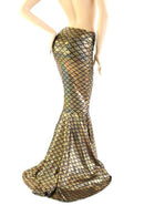 Gold High Waist Mermaid Skirt with Puddle Train - Coquetry Clothing