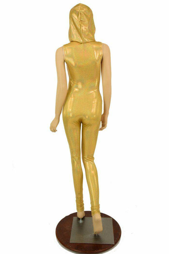 Gold Holographic Hooded Catsuit - Coquetry Clothing