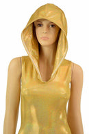 Gold Holographic Hooded Catsuit - Coquetry Clothing