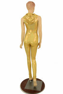 Gold Holographic Hooded Catsuit - Coquetry Clothing