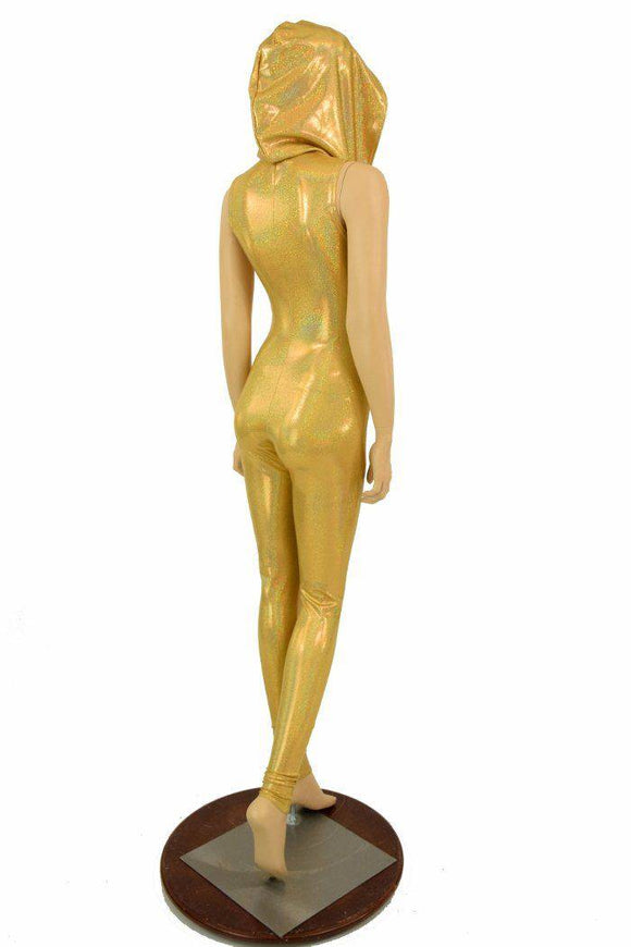 Gold Holographic Hooded Catsuit - Coquetry Clothing