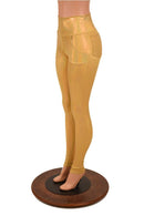Gold Holographic Pocket Leggings - Coquetry Clothing