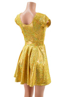 Gold Kaleidoscope Cap Sleeve Skater Dress - Coquetry Clothing