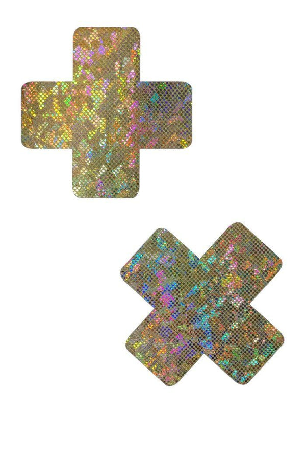 Gold Kaleidoscope Cross Pasties - 1