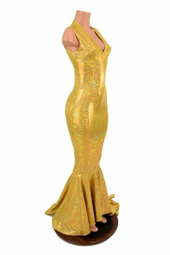 Gold Kaleidoscope V Neck Gown - Coquetry Clothing