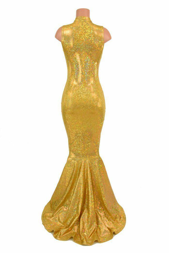 Gold Kaleidoscope V Neck Gown - Coquetry Clothing