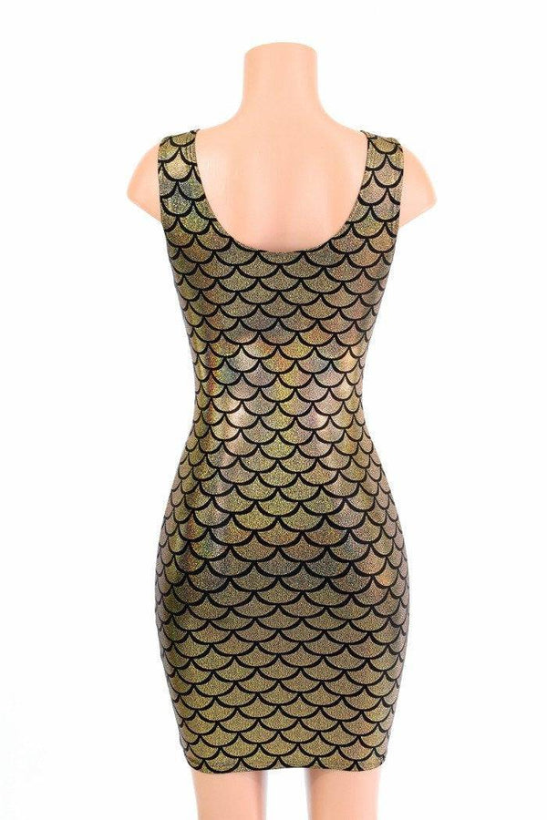 Ready to Ship Gold Mermaid Bodycon Tank Dress XL - 4