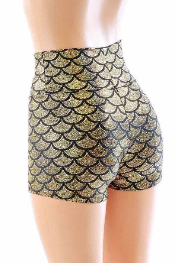 Gold Mermaid High Waist Shorts - Coquetry Clothing