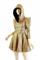 Gold Mermaid Sharp Shoulder Skater Dress - Coquetry Clothing