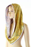 Gold & Pink Scale Reversible Infinity Festival Hood - Coquetry Clothing